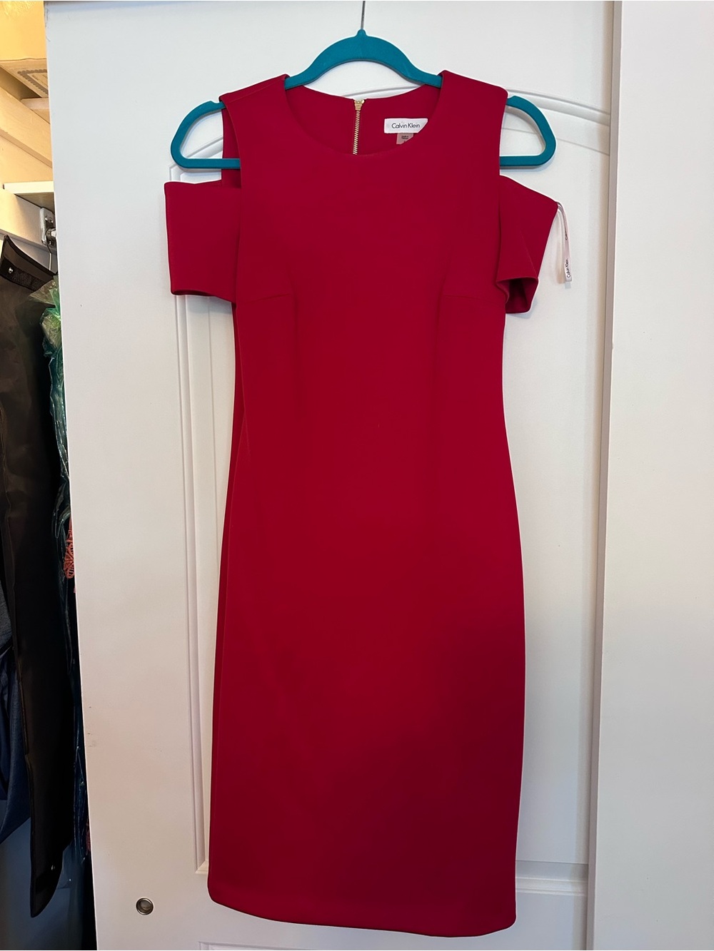 Calvin Klein Red Cold-Shoulder Dress